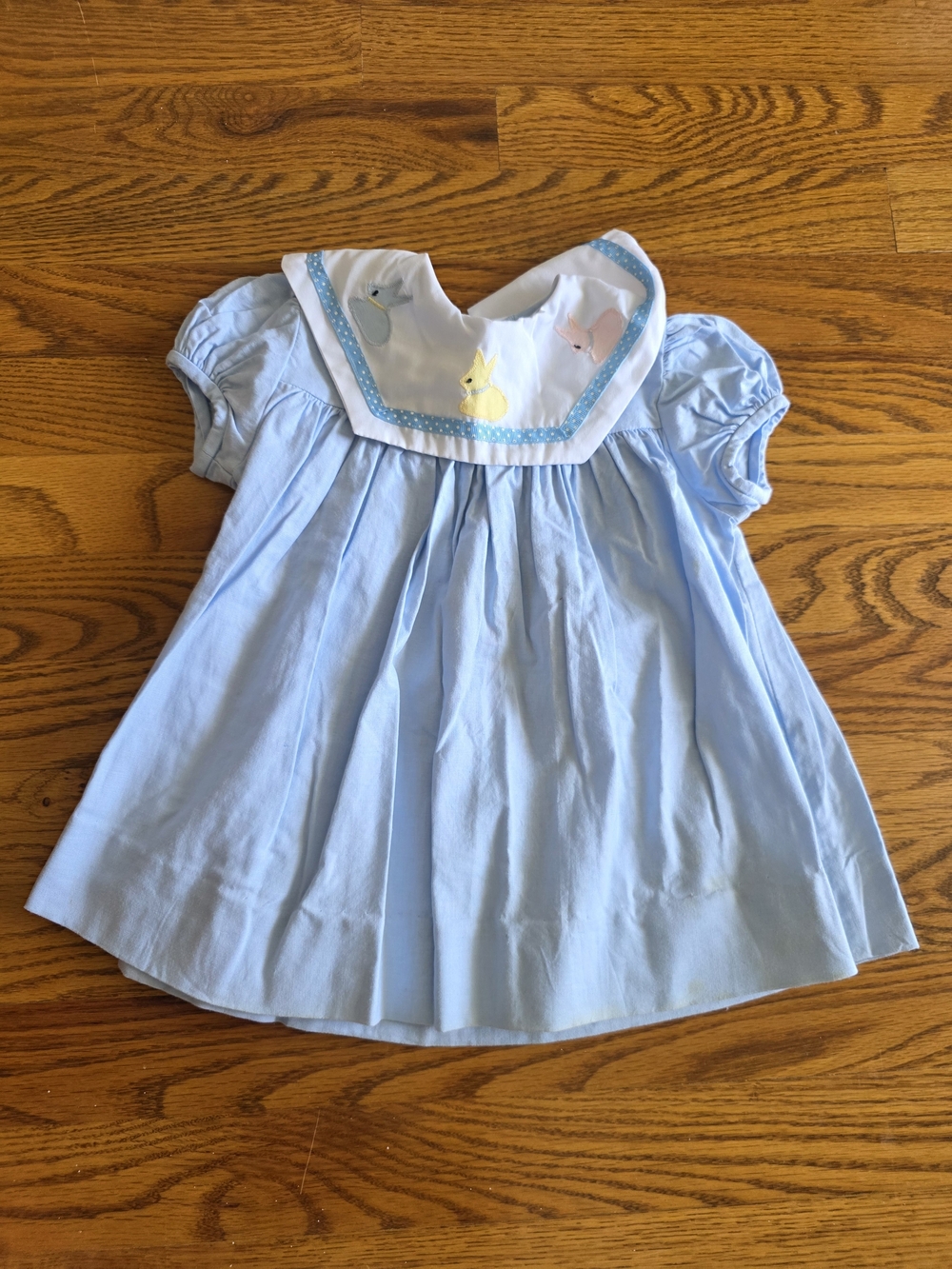 Girls' Light Blue Smock Easter Bunny Dress